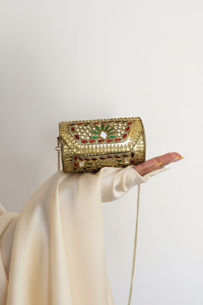 Multicolor Kundan Embellished Clutch with Enamel Work