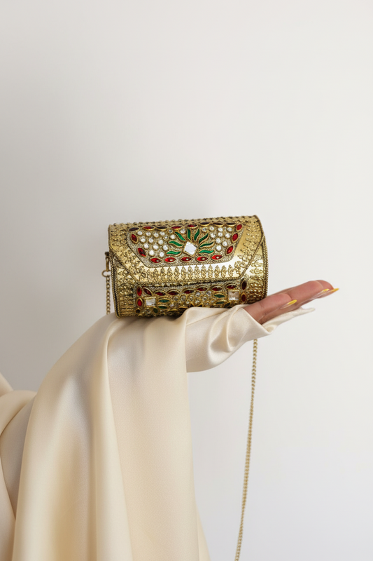 Multicolor Kundan Embellished Clutch with Enamel Work
