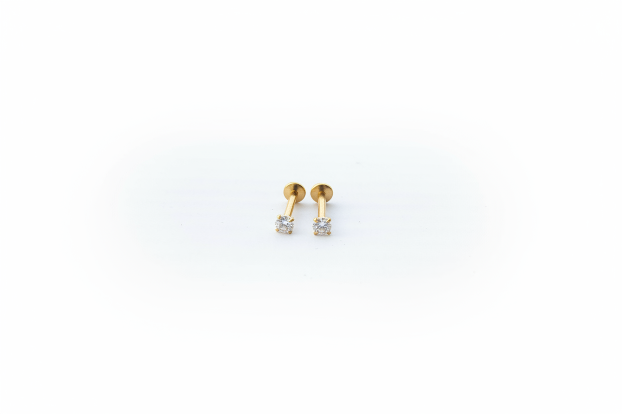 Mini soliatire Flat Back Studs (Pair) 3MM