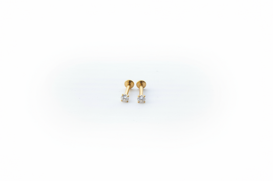Mini soliatire Flat Back Studs (Pair) 3MM