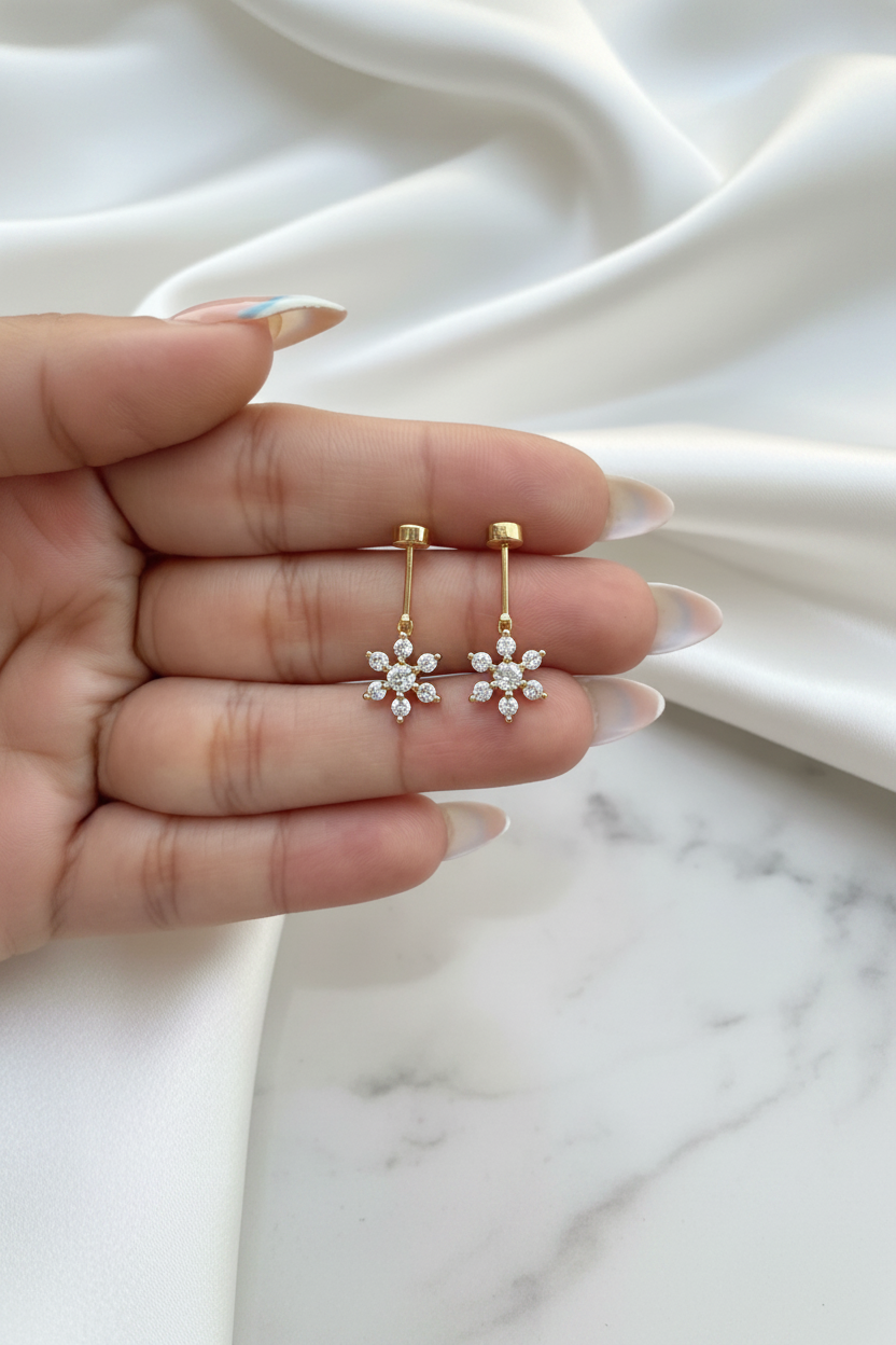 Crystal Snowflake Drop Bugadi (PAIR)