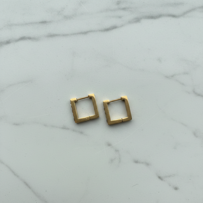 Gold Square Huggie Earrings