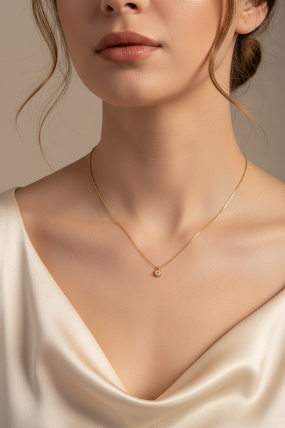 Minimal Solitaire Necklace - Waterproof & Tarnish-Free