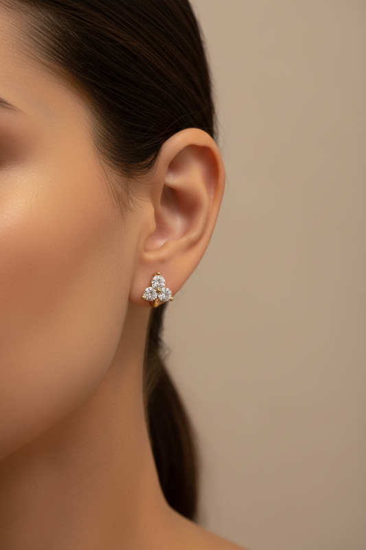 Crystal Triangle Bali Earrings