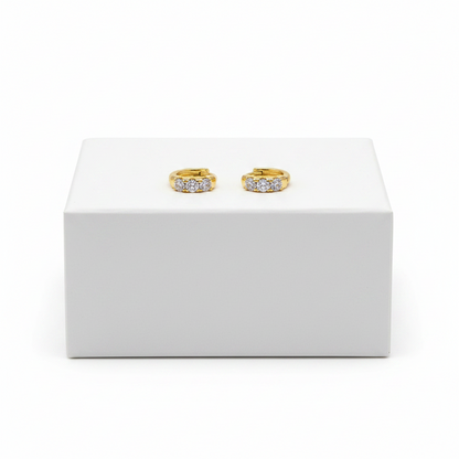 Triple Crystal Diamond Huggie Hoop Earrings