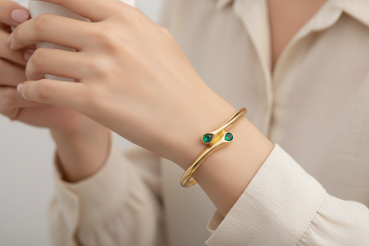 Emerald Curve Luxe Bangle Standard Wrist 2.6