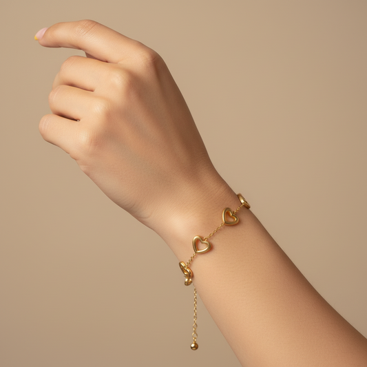 Eternal Hearts Gold Chain Bracelet