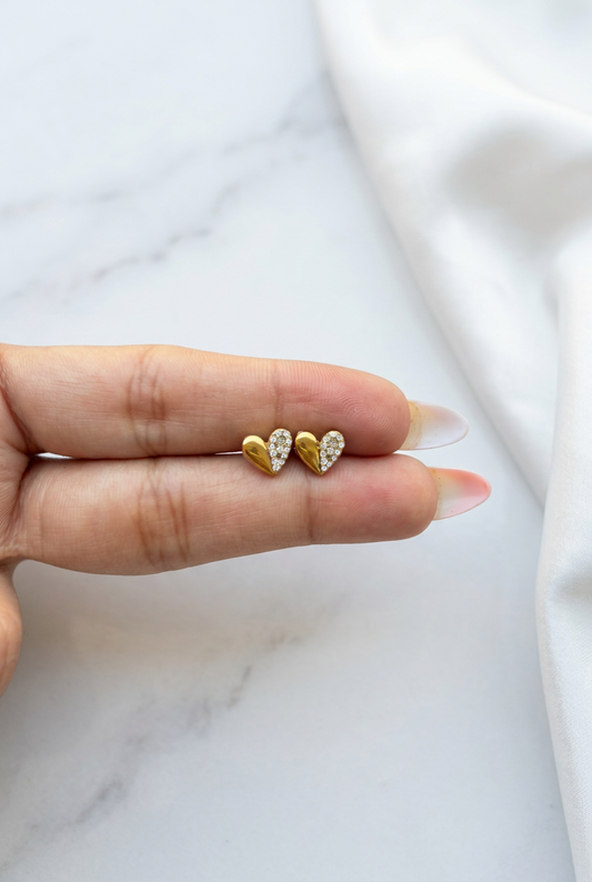 Mimosa Heart Studs (Pair)
