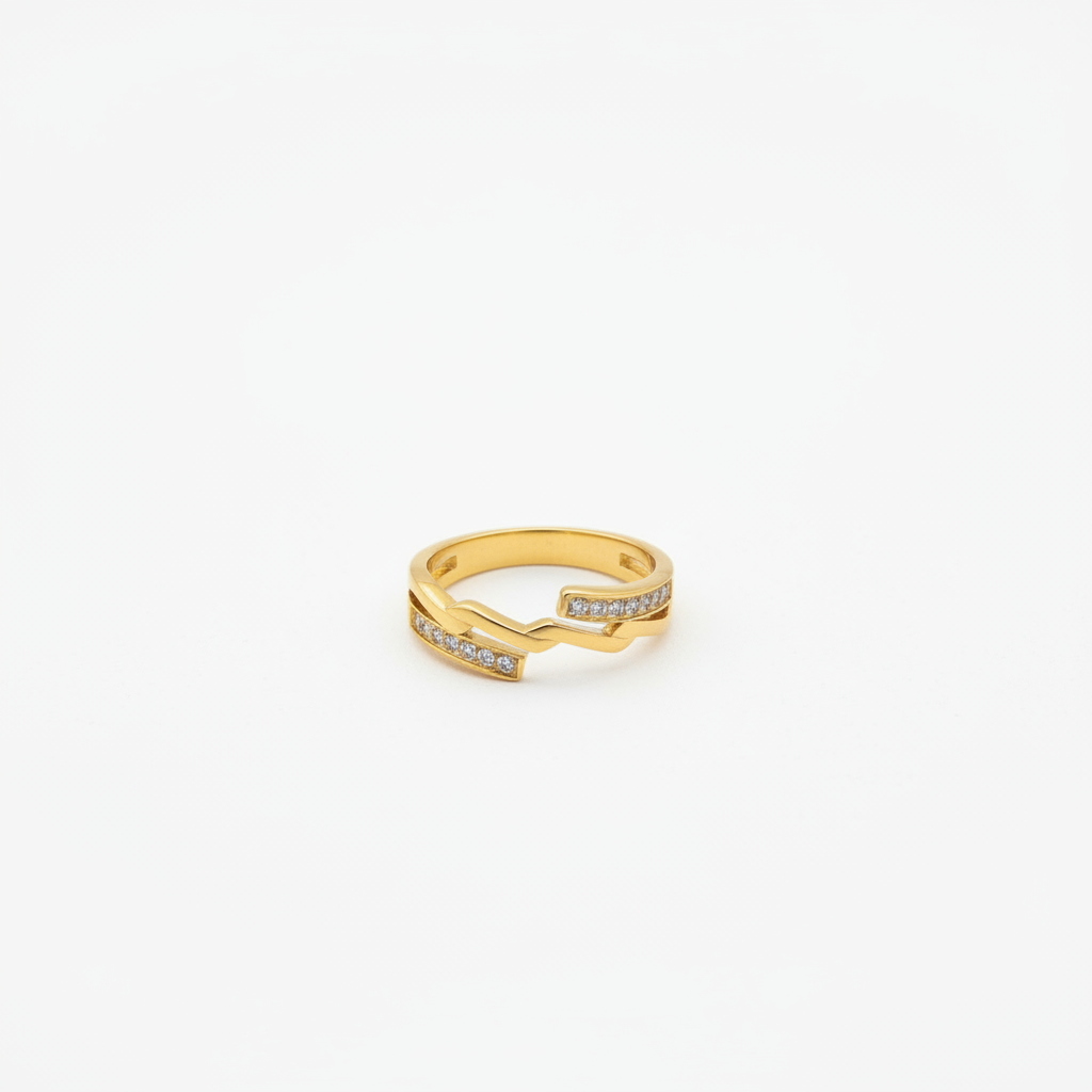 Wavy Diamond Crystal Ring on plain white surface