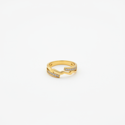 Wavy Diamond Crystal Ring on plain white surface
