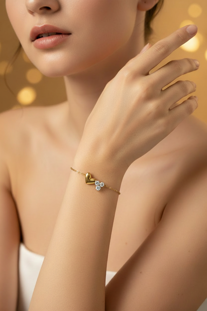 Diamond Heart Bracelet on model wrist