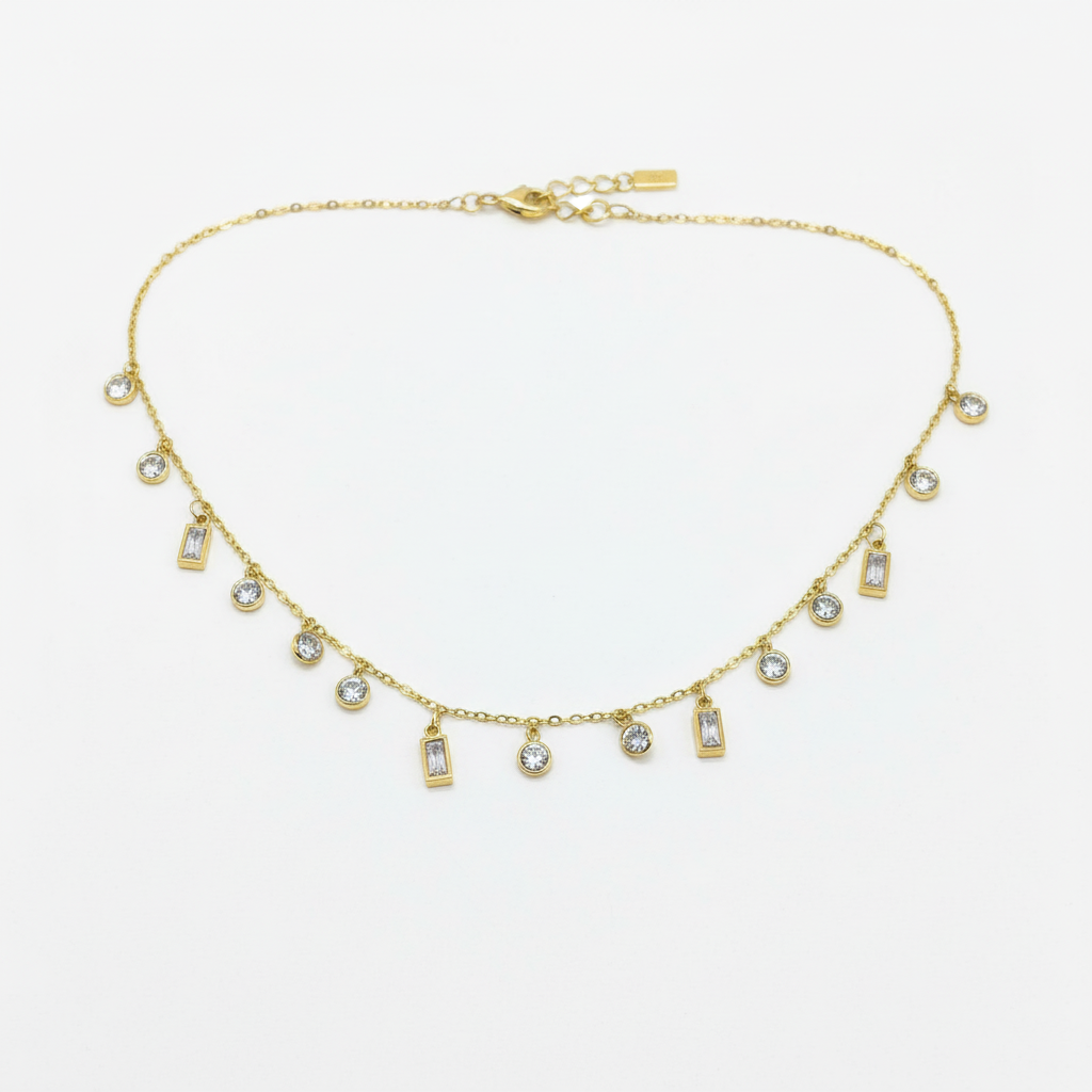 Zenith Charm Necklace – flat lay on white surface