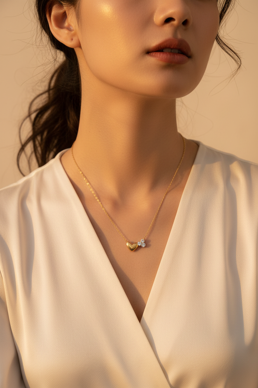 Diamond Heart Necklace on model