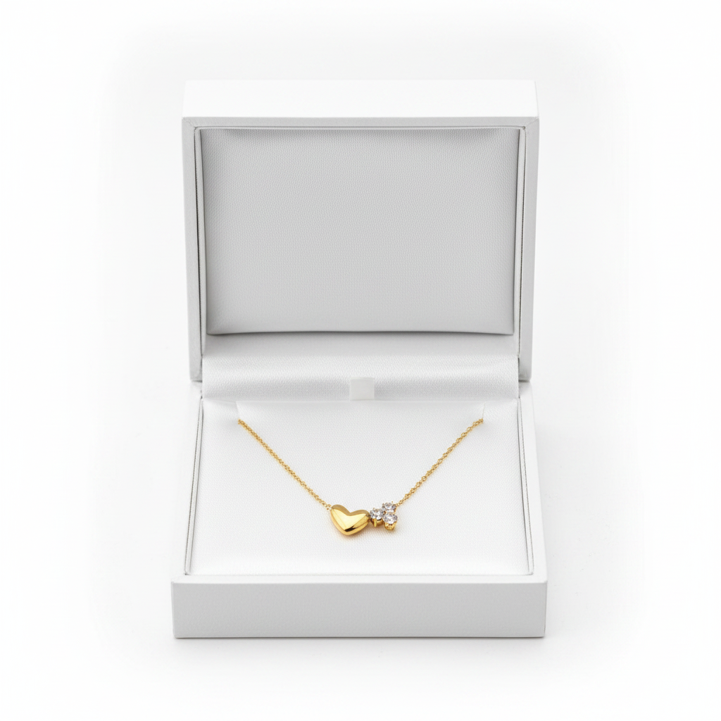 Diamond Heart Necklace in white jewelry gift box