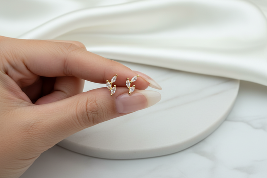 Olive Leaf Crystal Studs