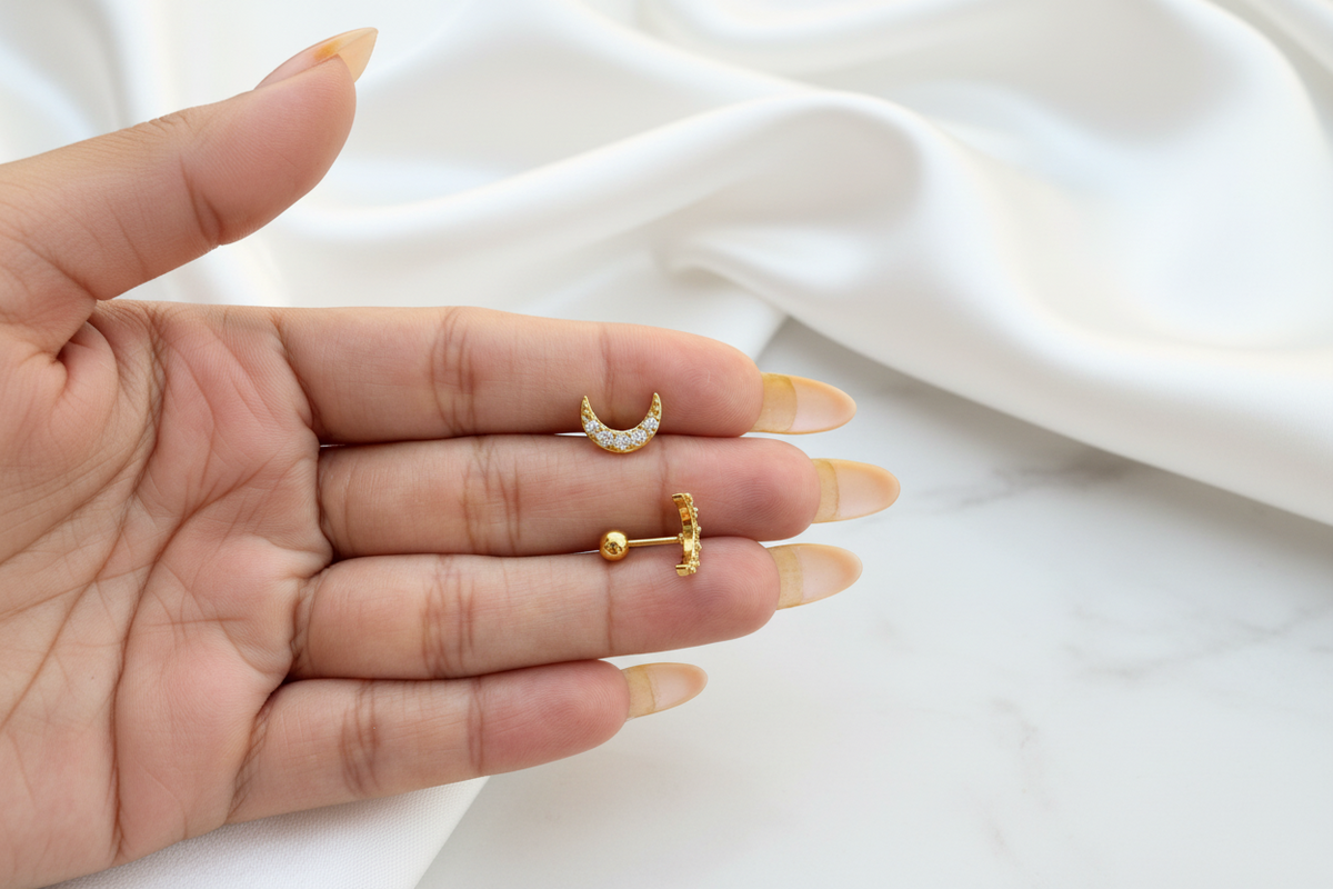 Big Crescent Moon Studs (PAIR)