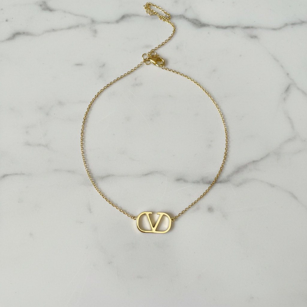 Luxe V-Logo Pendant Necklace