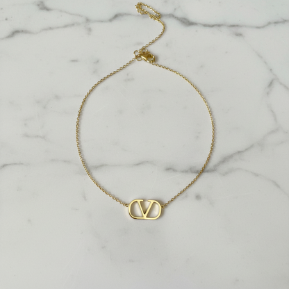 Luxe V-Logo Pendant Necklace