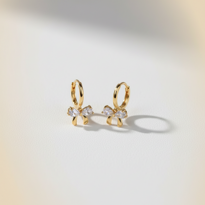 Crystal Bow Charm Hoops