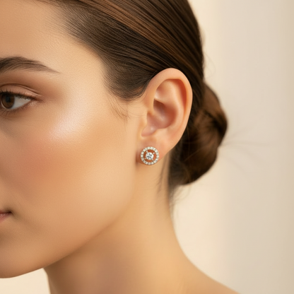 Maria Halo Crystal Stud Earrings