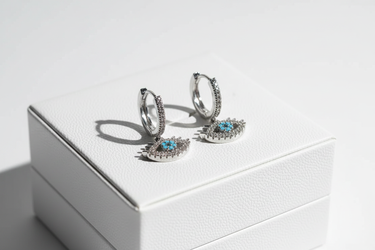 Evil Eye  Huggie Earrings