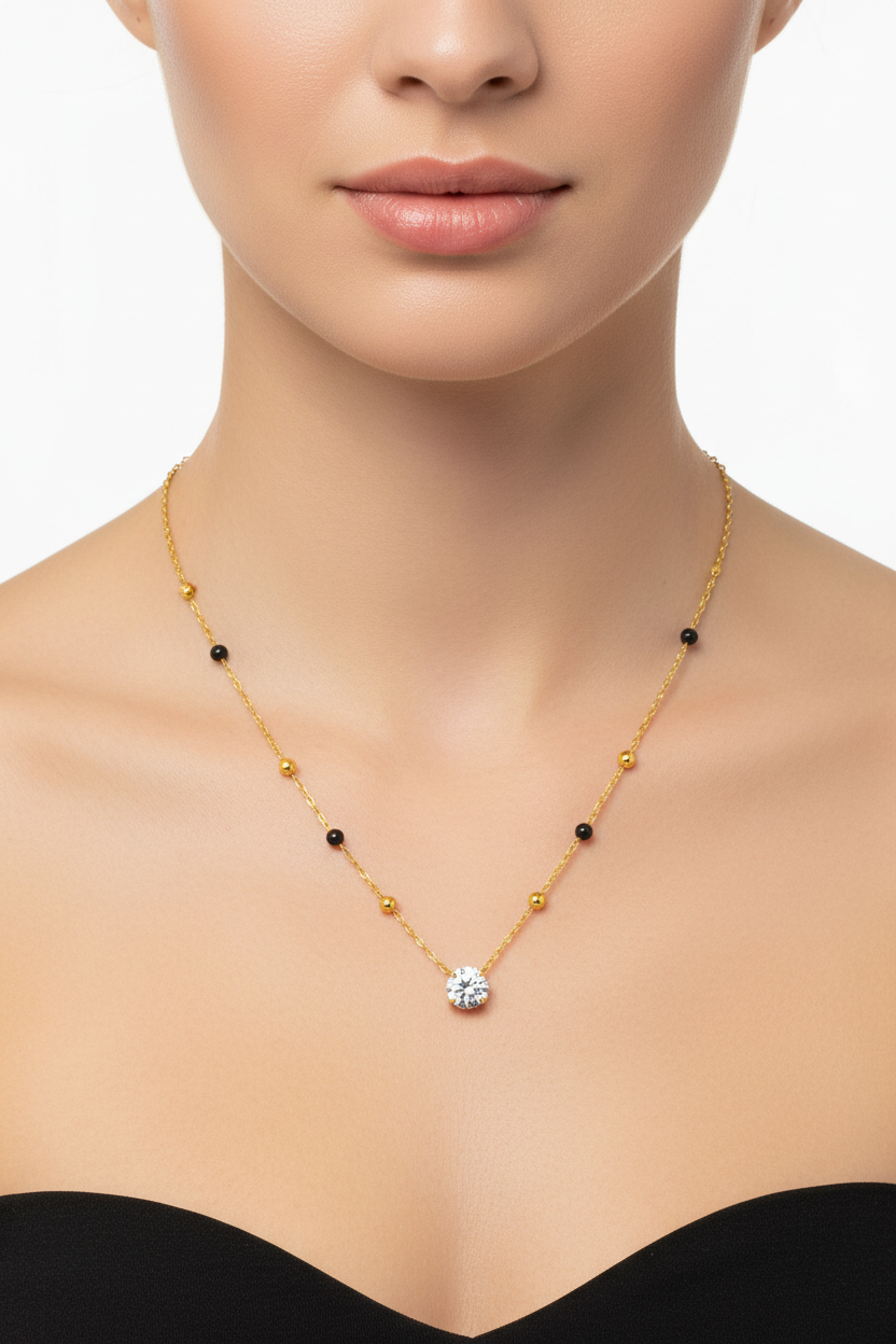 Modern Solitaire Mangalsutra Necklace