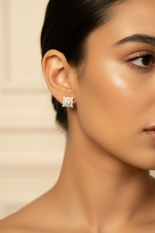 Square Pave Crystal Stud Earrings
