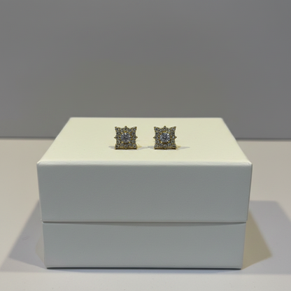 Square Pave Crystal Stud Earrings