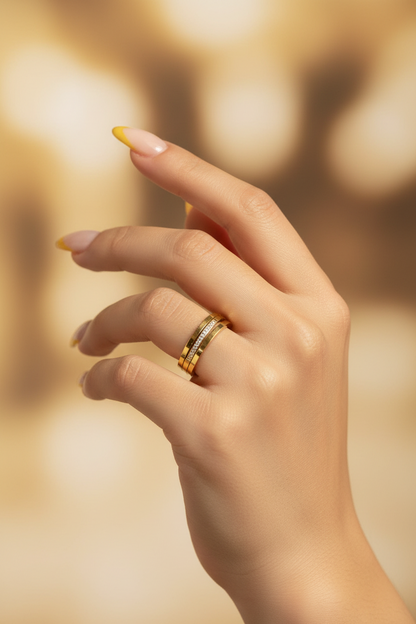 Diana Three Layered Diamond Studded Ring