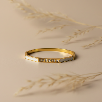 White Enamel Thin Wrist Bangle -Wrist size 2.2 & 2.4