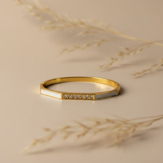 White Enamel Thin Wrist Bangle -Wrist size 2.2 & 2.4
