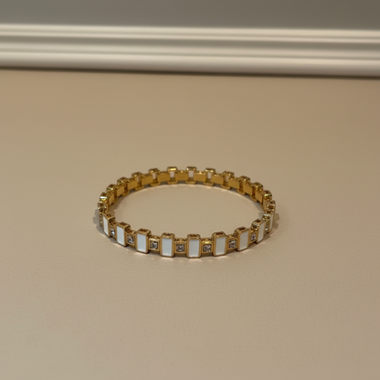 White Enamel Thin Wrist Bangle - Wrist Size 2.2 & 2.4