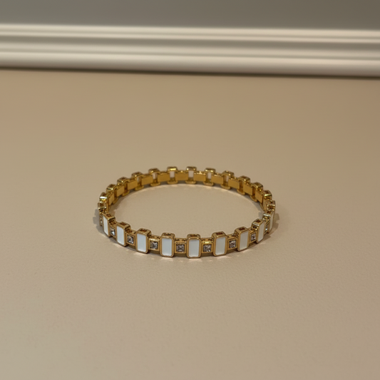 White Enamel Thin Wrist Bangle - Wrist Size 2.2 & 2.4
